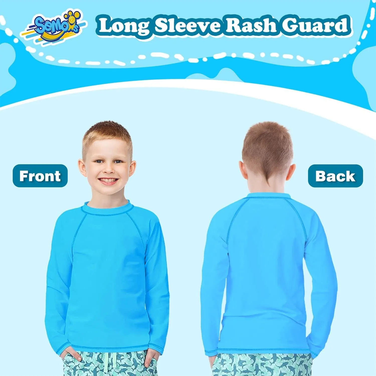 Boys' Rash Guard Long Sleeve UPF 50 Sun Shirts for Toddler Kids Rashguard Water Swimming