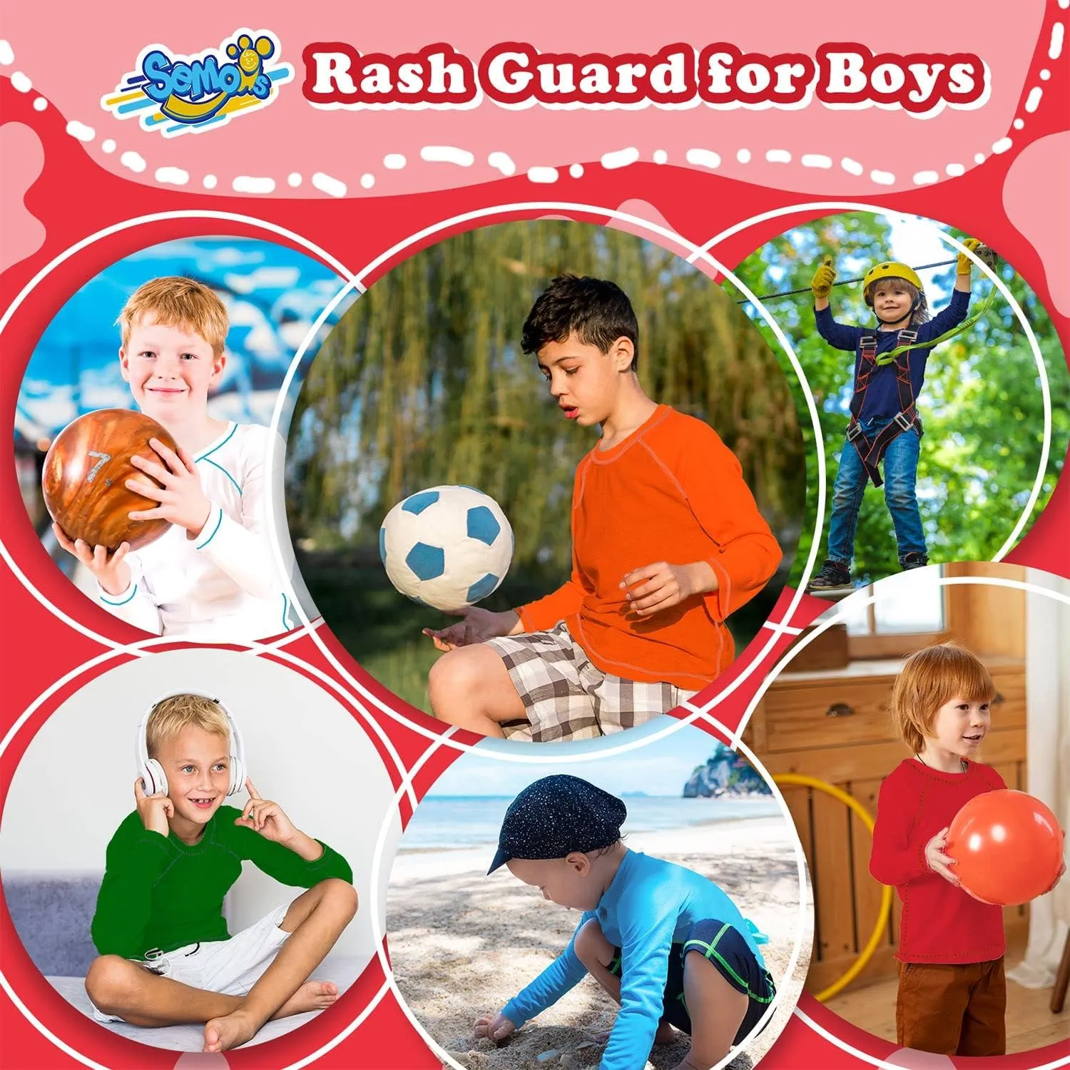 Boys' Rash Guard Long Sleeve UPF 50 Sun Shirts for Toddler Kids Rashguard Water Swimming