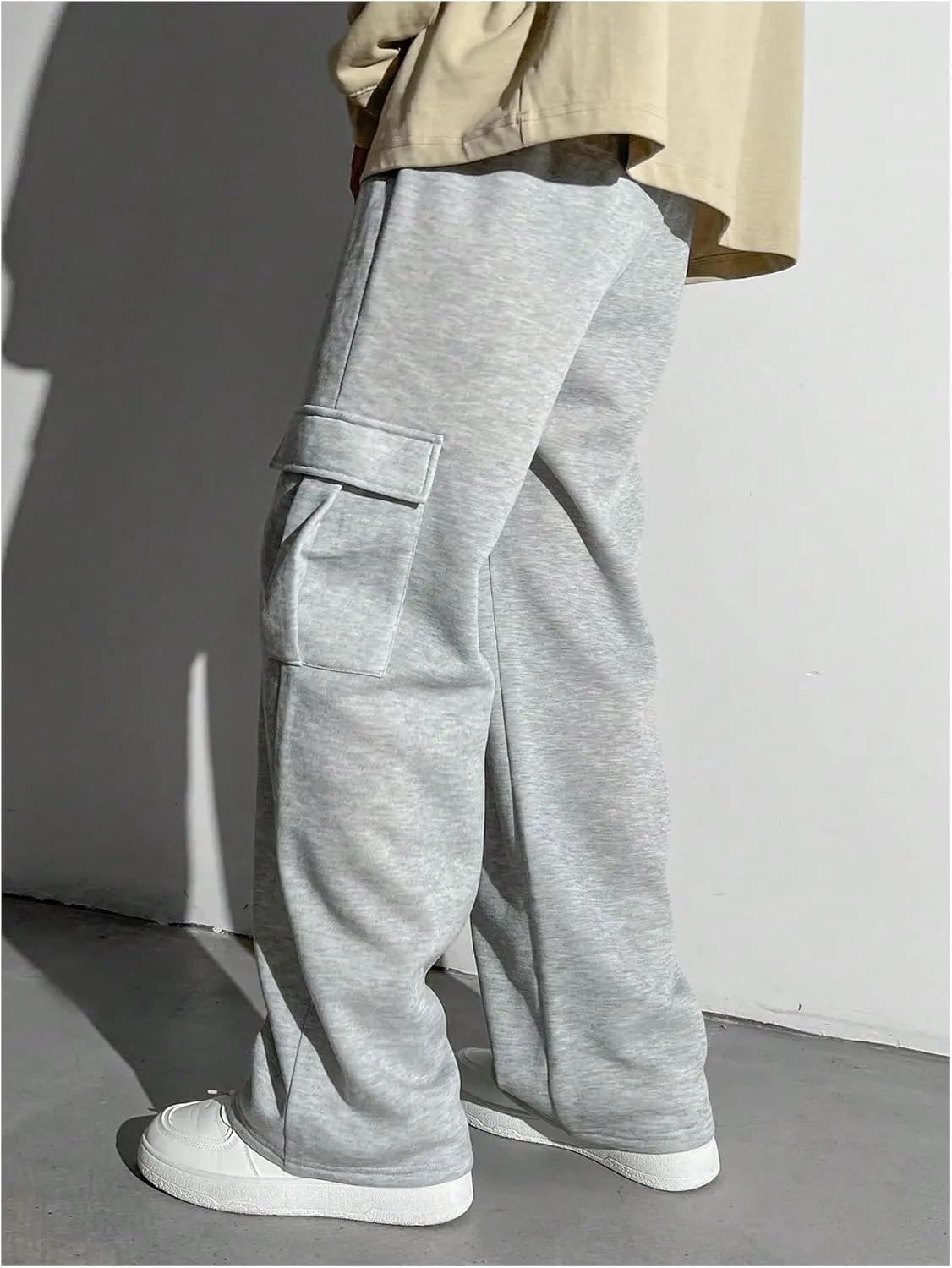Boy's Wide Leg Sweatpants Pockets Sports Baggy Pants Thermal Long Cargo Pants Trousers Joggers