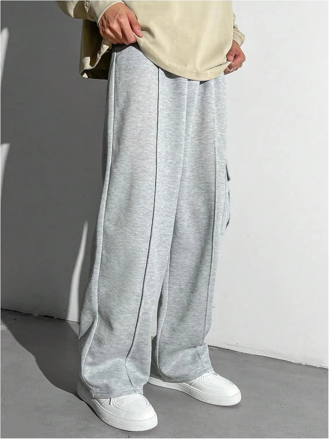 Boy's Wide Leg Sweatpants Pockets Sports Baggy Pants Thermal Long Cargo Pants Trousers Joggers