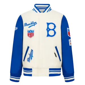 BROOKLYN DODGERS RETRO CLASSIC LITTLE BOYS RIB WOOL VARSITY JACKET (EGGSHELL/ROYAL BLUE)