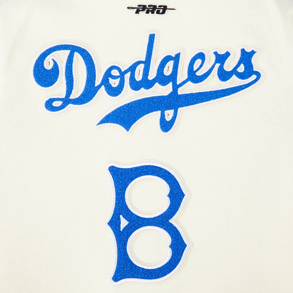 BROOKLYN DODGERS RETRO CLASSIC LITTLE BOYS RIB WOOL VARSITY JACKET (EGGSHELL/ROYAL BLUE)