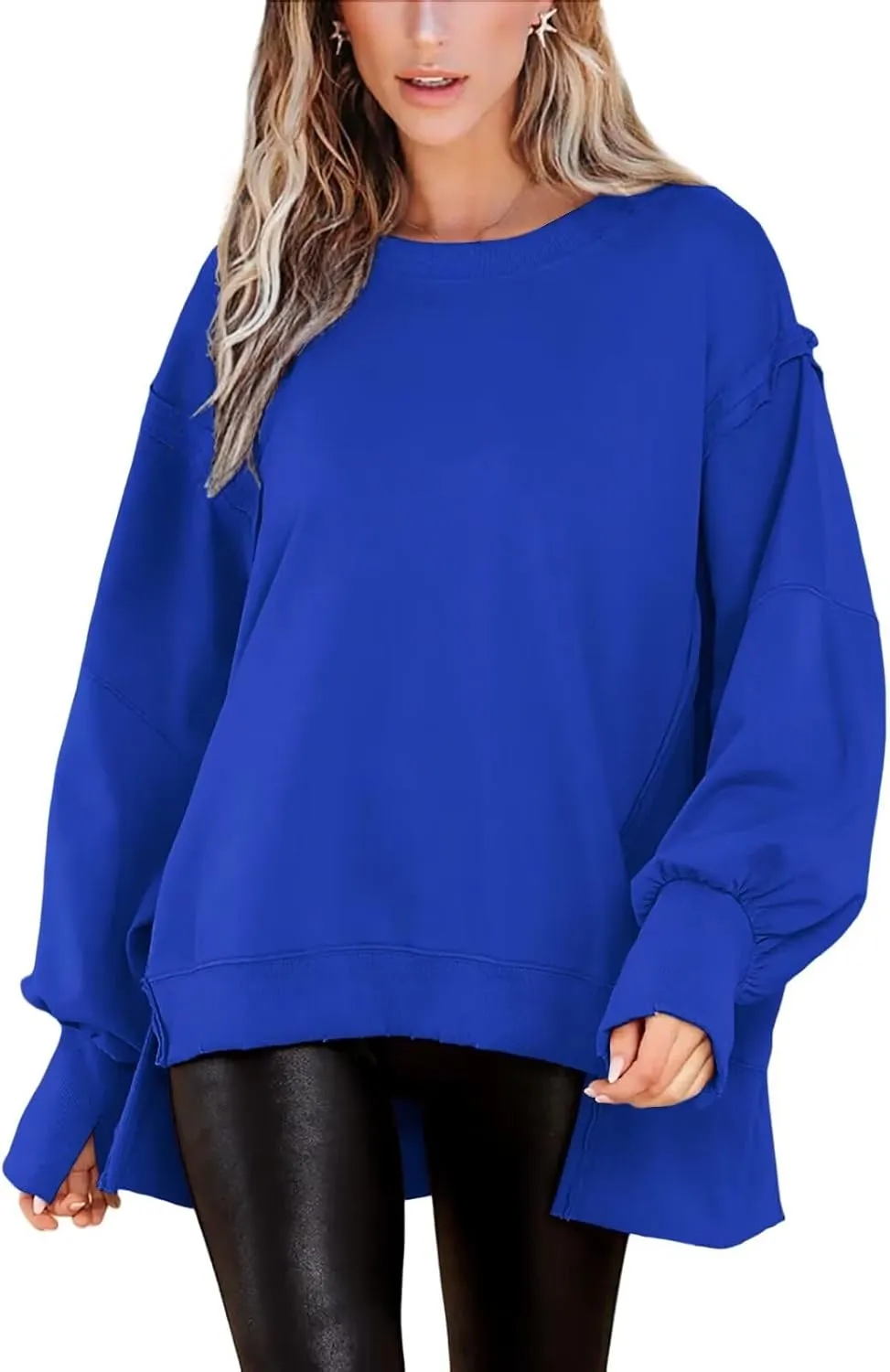 BWQ Womens Oversized Sweatshirt Crewneck Long Sleeve Shirts Pullover Sweatshirts S-2XL