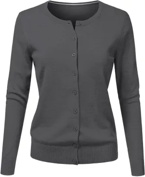 Cardigans for Women Lightweight 2025 Summer Casual Fashion Long Sleeve Round Neck Open Front Button Down Knit Sweater