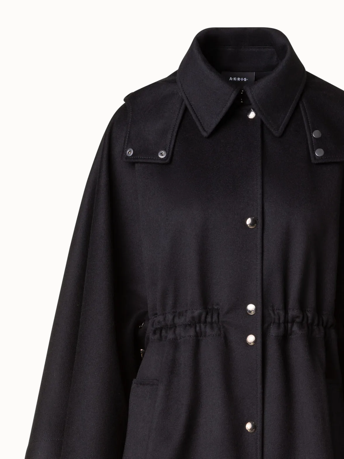 Cashmere Cape with Detachable Hood and Storm-System Finish