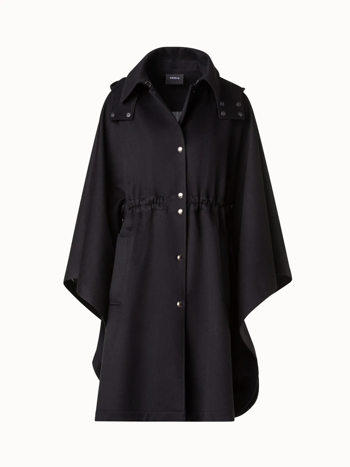 Cashmere Cape with Detachable Hood and Storm-System Finish