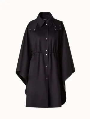 Cashmere Cape with Detachable Hood and Storm-System Finish