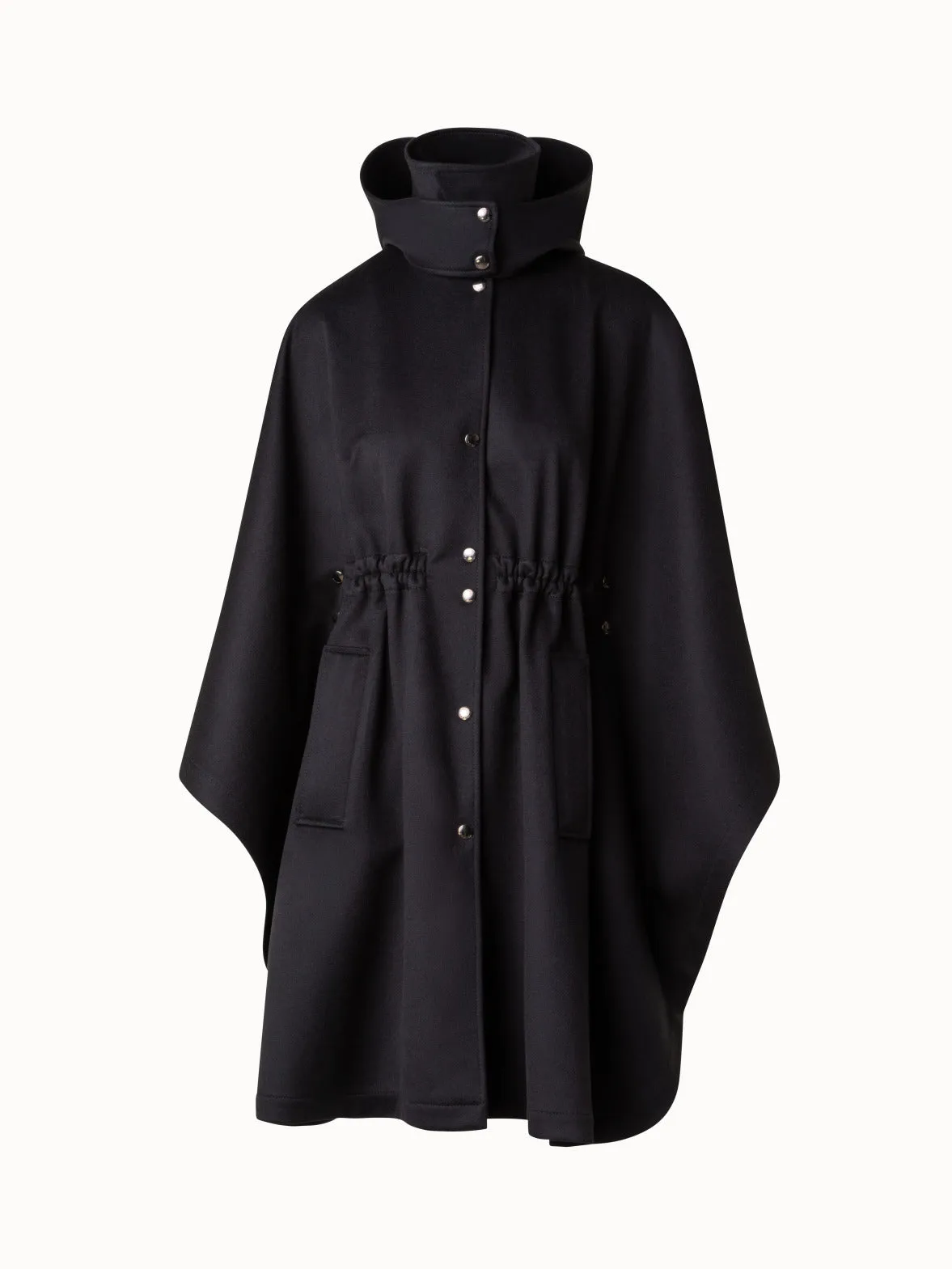 Cashmere Cape with Detachable Hood and Storm-System Finish