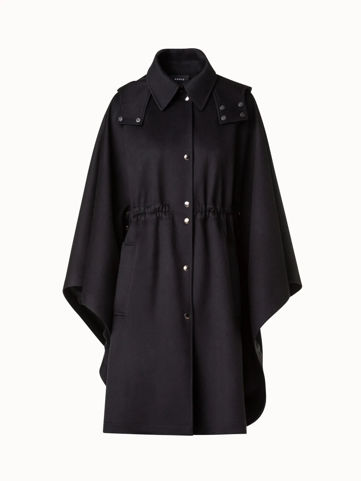 Cashmere Cape with Detachable Hood and Storm-System Finish