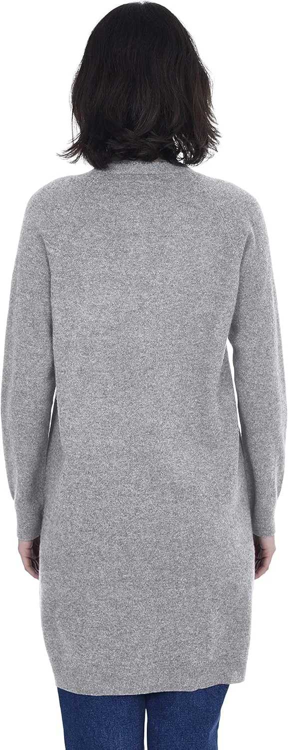 Cashmeren Long Profile Button Front Cardigan 100% Pure Cashmere V Neck Fashion Long Sleeve Sweater Coat for Women