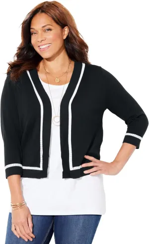 Catherines Women's Plus Size Trimmed Shrug Cardigan