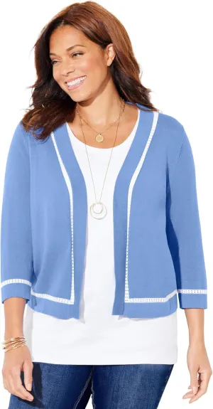 Catherines Women's Plus Size Trimmed Shrug Cardigan