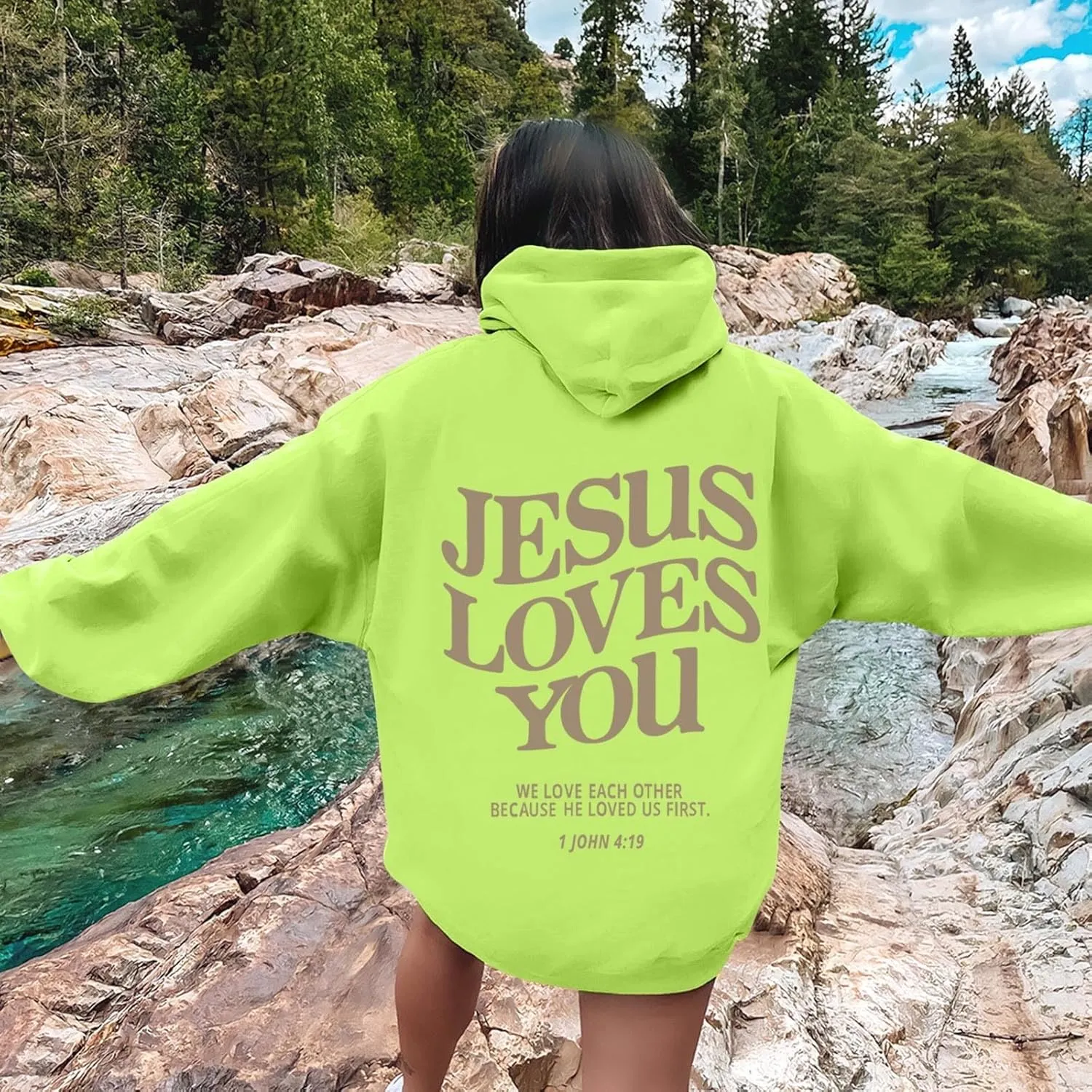 Christian Sweatshirt Women Jesus Loves You,Trust in The Lord Long Sleeve Letter Printed Hoodies