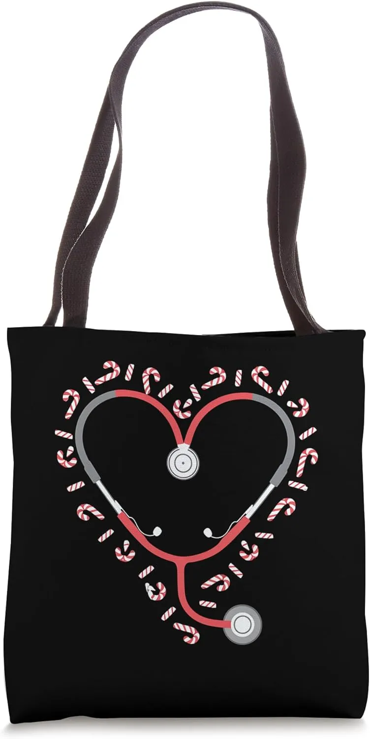 Christmas Nurse Stethoscope Xmas Candy Heartbeat Doctor Tote Bag