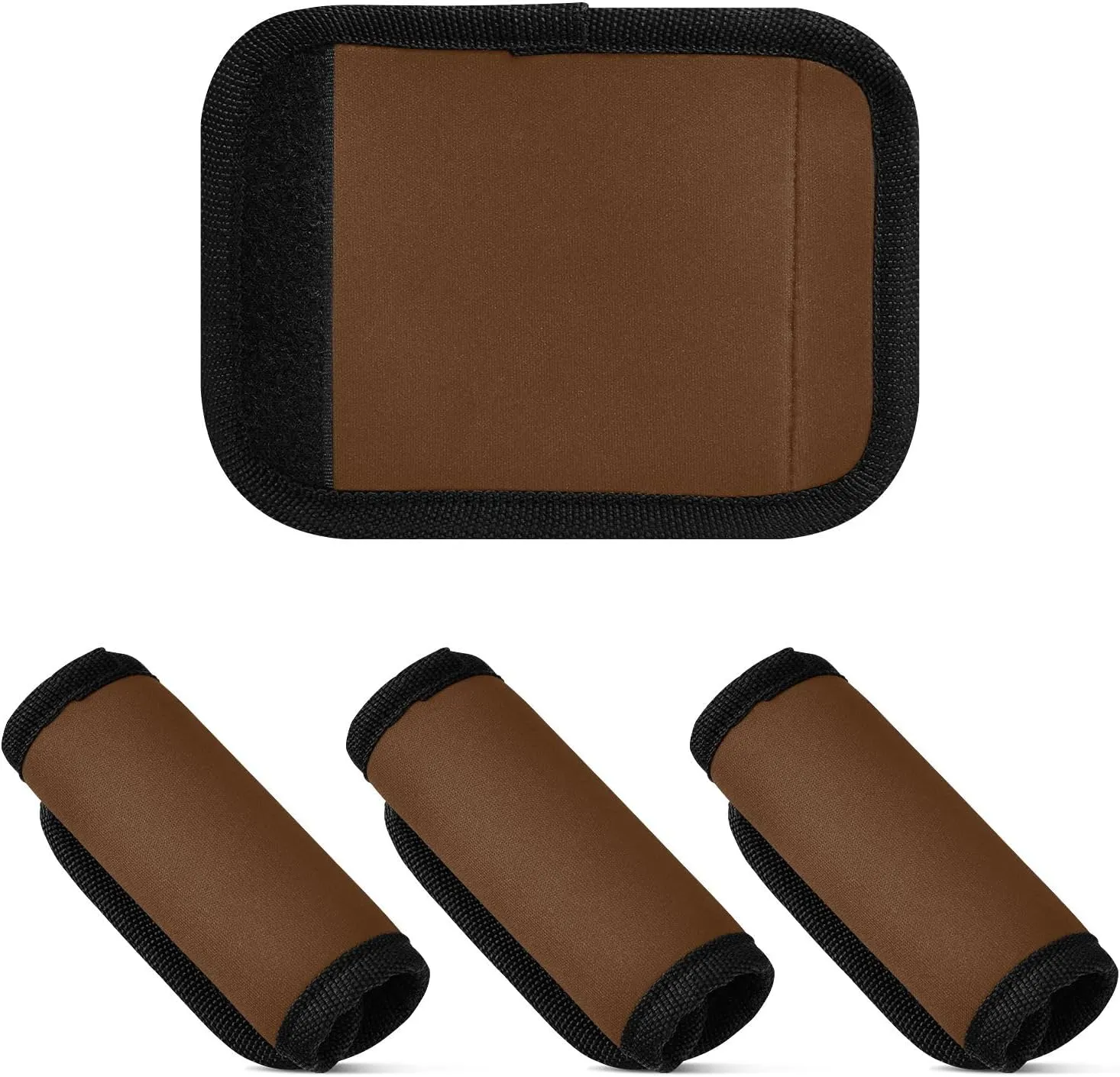 Coconut Brown Luggage Handle Wrap 2 Pack, Neoprene Handbag Grip Cover Protector with Hook and Loop Soft Grip Handle Cover for Suitcase Shopping Bag