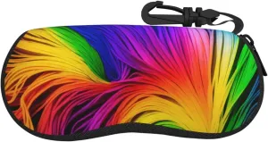 (Colorful Paper Flower) Zippered Eyeglasses Case Portable Eyeglasses Bag With Hook Stylish Design Sunglasses Pouch For Men Women, Black, One Size