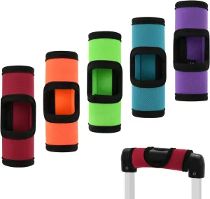 Cosmos 5 Pcs Neoprene Luggage Handle Wrap Soft Grip Handle Cover Luggage Identifier with Hollow Design for Push-Button Handle Trolley Handle and Travel Suitcase Trolley Case (Multi Color)