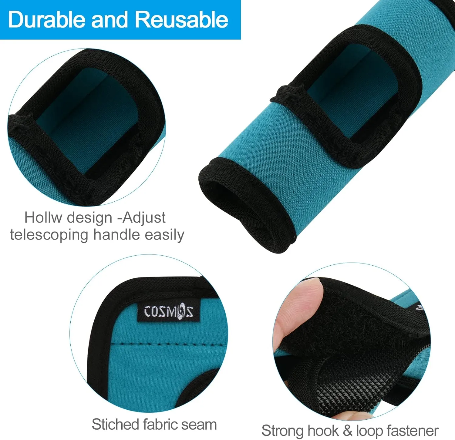 Cosmos 5 Pcs Neoprene Luggage Handle Wrap Soft Grip Handle Cover Luggage Identifier with Hollow Design for Push-Button Handle Trolley Handle and Travel Suitcase Trolley Case (Multi Color)