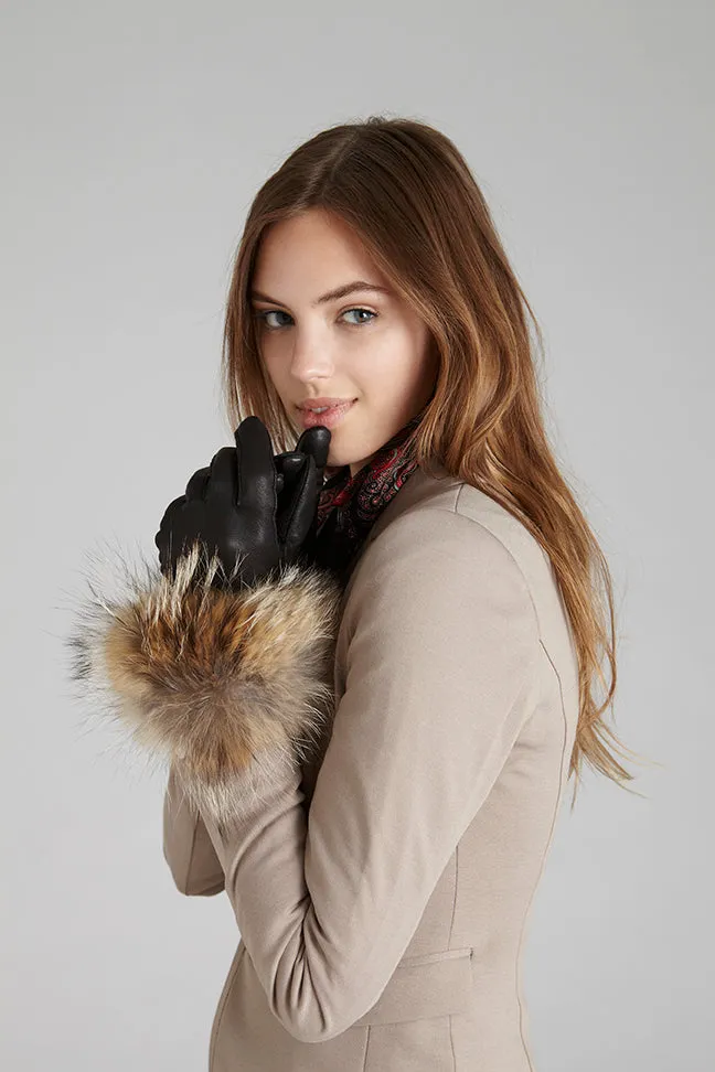 Coyote Fur-Trimmed Gloves