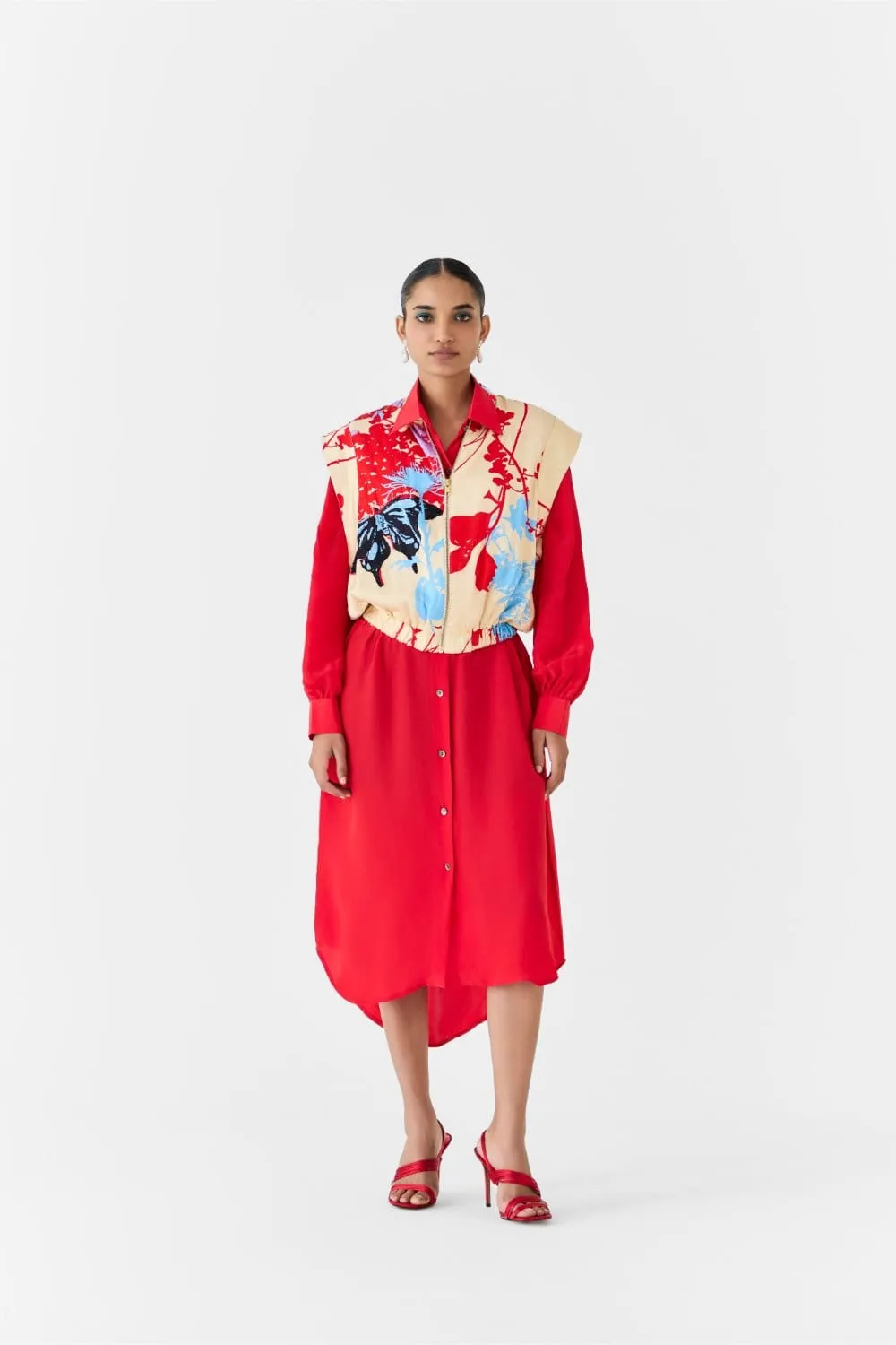 CREAM IKIGAI BOLERO WITH SHIRT DRESS