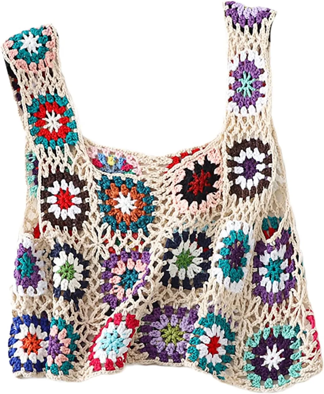 Crochet Tops Women Y2k Knit Vest Tank Top Knitted Daisy Camisole Hollow Out Crochet Crop Tops Summer Clothes