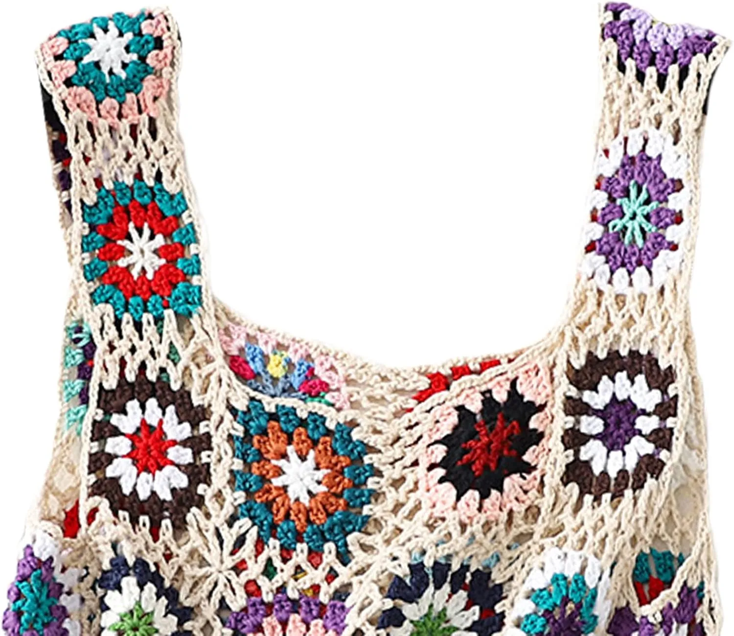 Crochet Tops Women Y2k Knit Vest Tank Top Knitted Daisy Camisole Hollow Out Crochet Crop Tops Summer Clothes