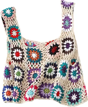 Crochet Tops Women Y2k Knit Vest Tank Top Knitted Daisy Camisole Hollow Out Crochet Crop Tops Summer Clothes