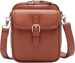 Crossbody Leather Bag, Vintage Vegan Leather Crossbody Messenger Bag with 10 Card Slots, Lightweight Shoulder Bags for Travel