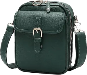 Crossbody Leather Bag, Vintage Vegan Leather Crossbody Messenger Bag with 10 Card Slots, Lightweight Shoulder Bags for Travel