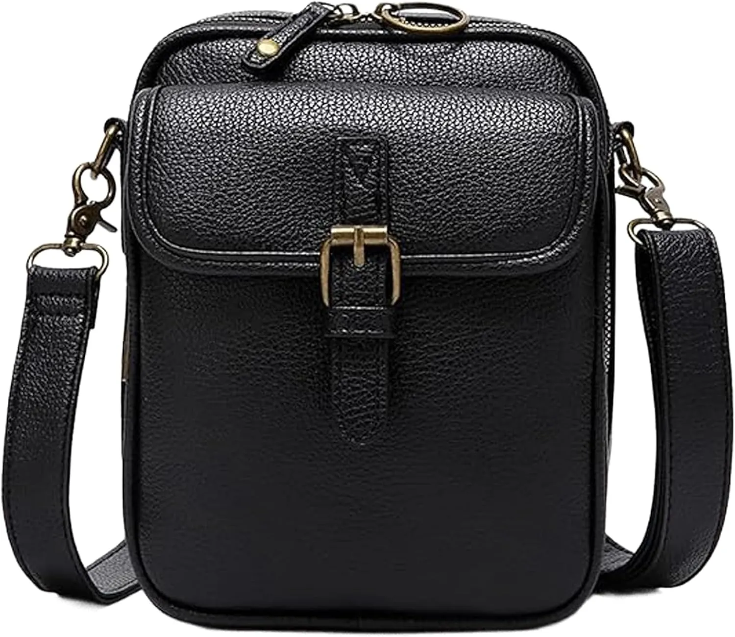 Crossbody Leather Bag, Vintage Vegan Leather Crossbody Messenger Bag with 10 Card Slots, Lightweight Shoulder Bags for Travel