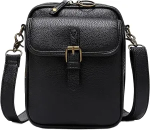Crossbody Leather Bag, Vintage Vegan Leather Crossbody Messenger Bag with 10 Card Slots, Lightweight Shoulder Bags for Travel