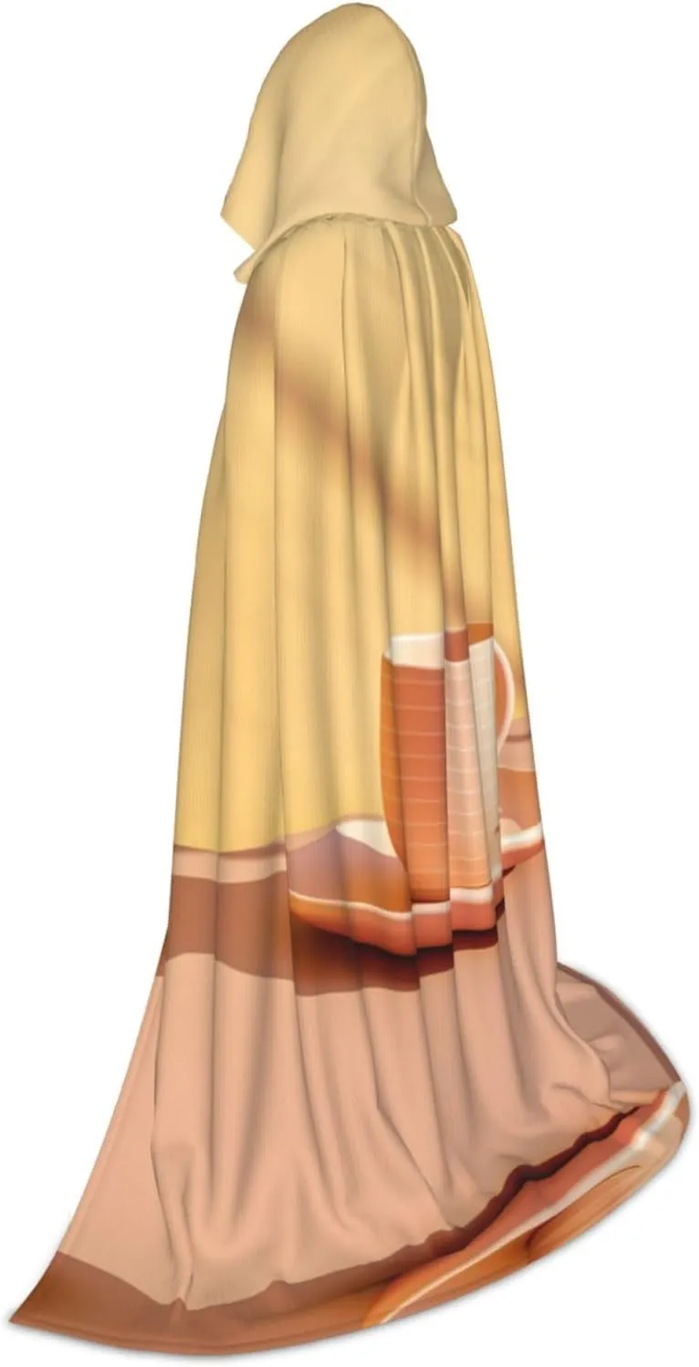 Cup Print Unisex Adults Hooded Cloak Cloaks Perfect for Halloween Role-Playing Masquerade Parties