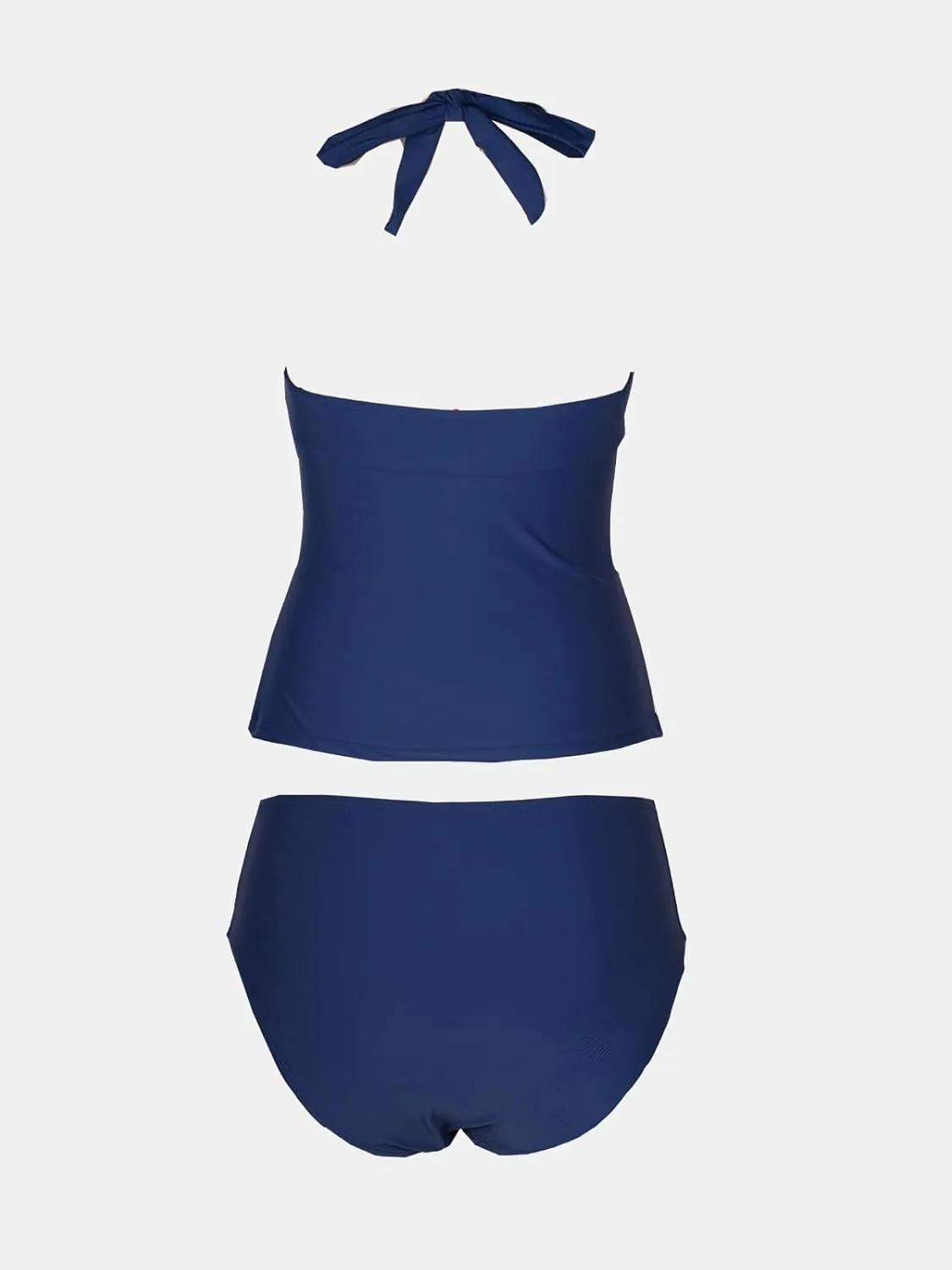 CUPSHE Women's Tankini Sets Halter V Neck Two Piece Bathing Suits Adjustable Straps Mid Rise Swimwear