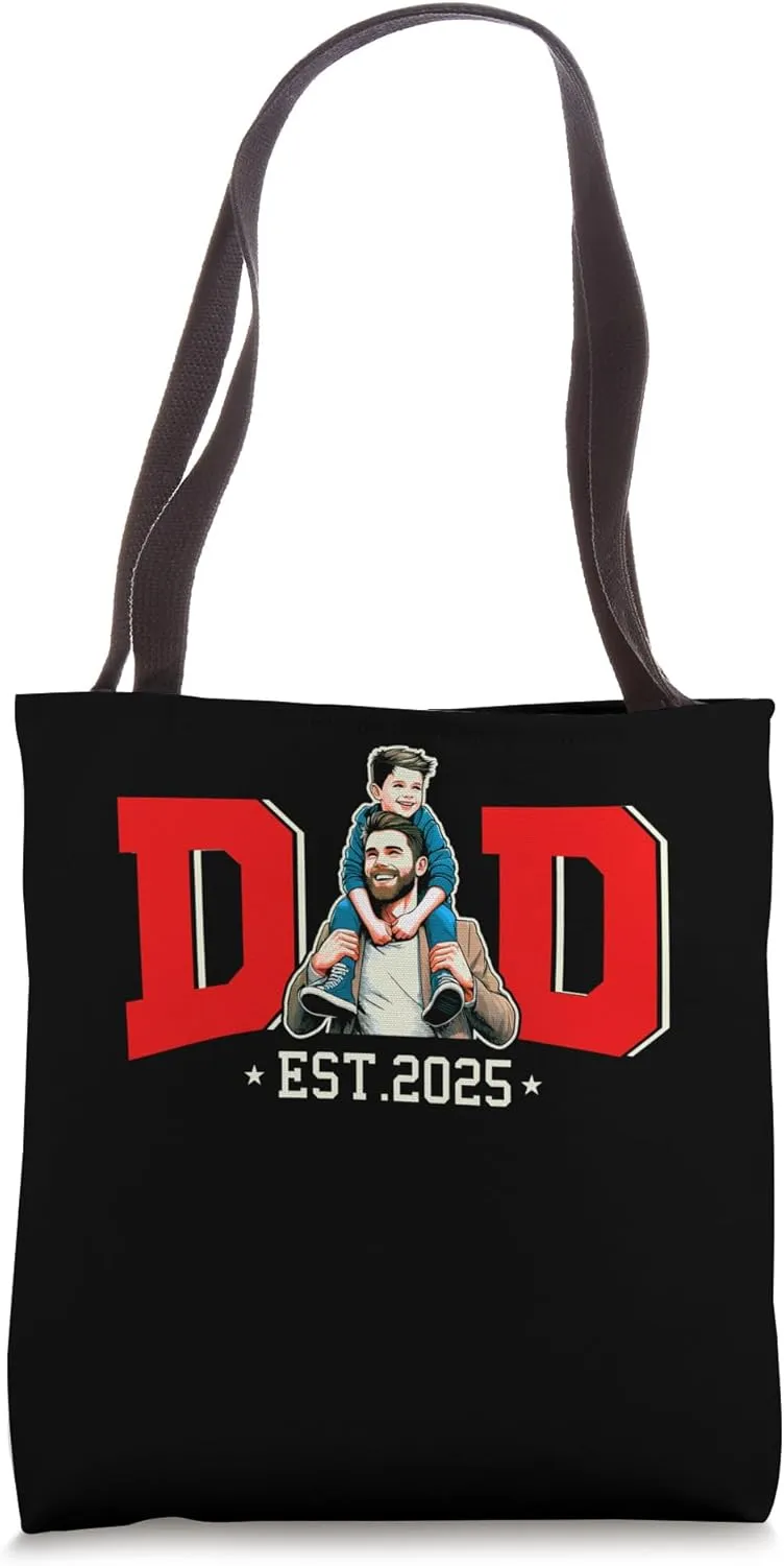Dad Est. 2025 Father's Day Dad Son Family Expecting Baby Tote Bag