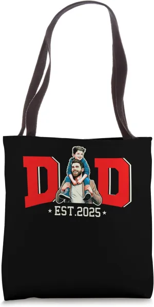 Dad Est. 2025 Father's Day Dad Son Family Expecting Baby Tote Bag