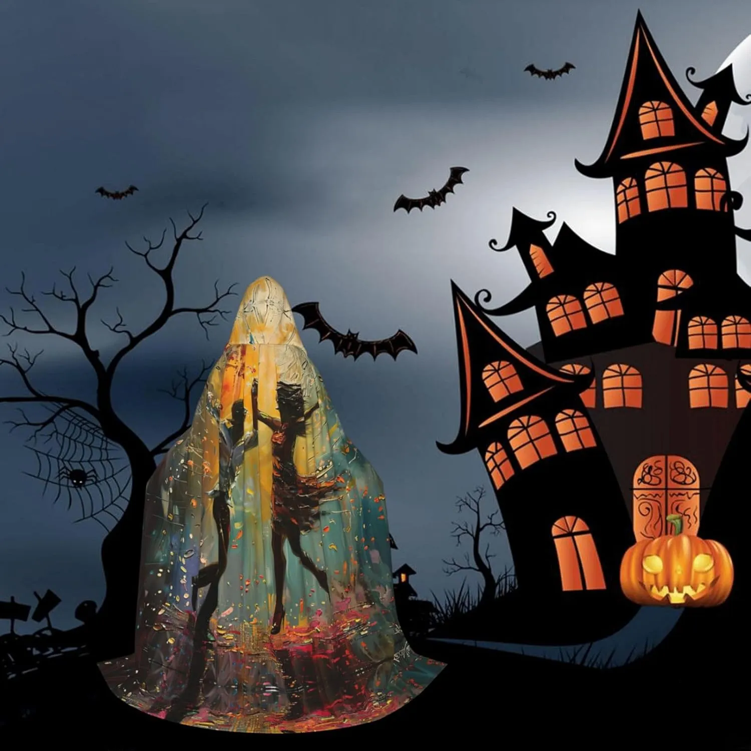 Dance with Music Print Unisex Adults Hooded Cloak Cloaks Perfect for Halloween Role-Playing Masquerade Parties