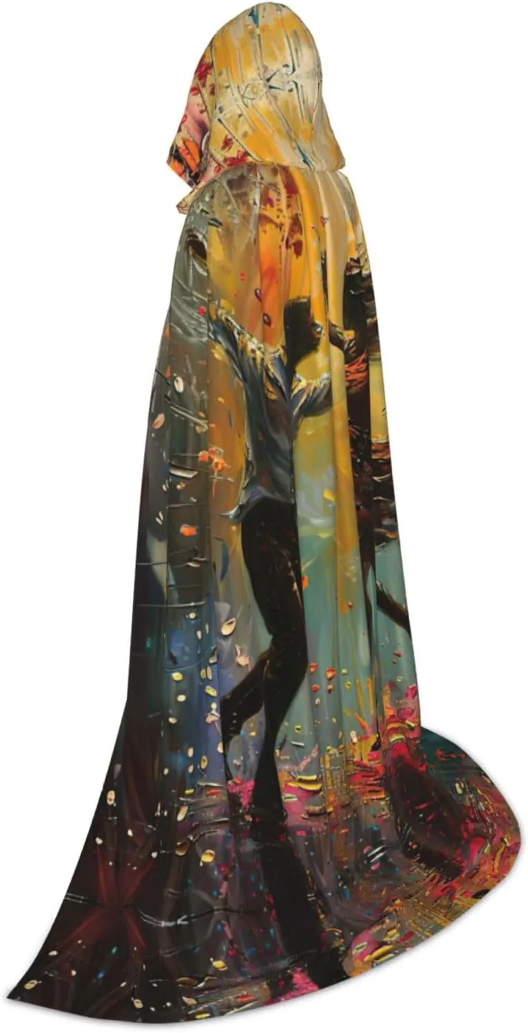 Dance with Music Print Unisex Adults Hooded Cloak Cloaks Perfect for Halloween Role-Playing Masquerade Parties