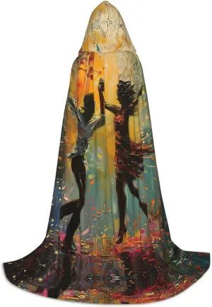 Dance with Music Print Unisex Adults Hooded Cloak Cloaks Perfect for Halloween Role-Playing Masquerade Parties