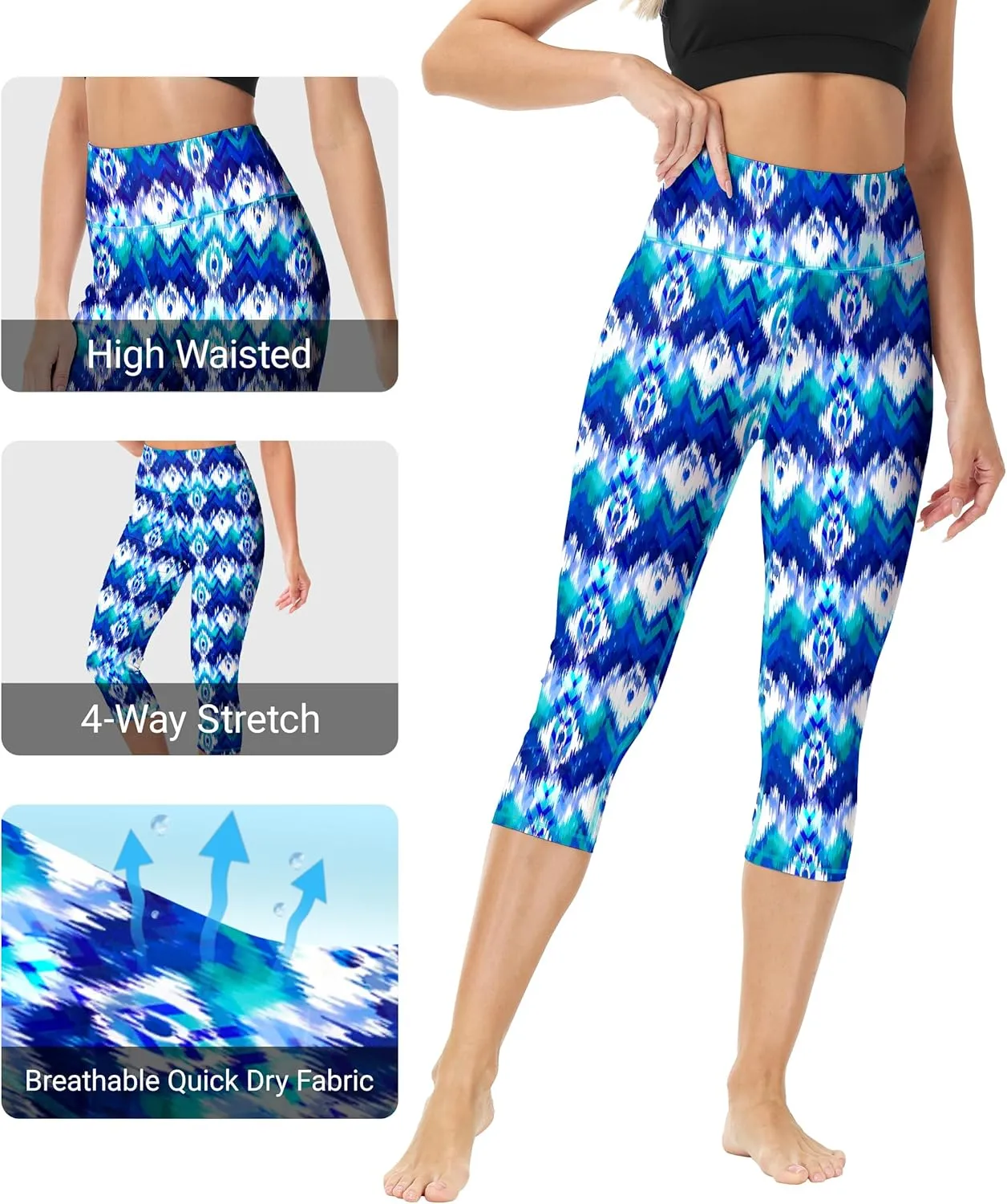 Deerose Women Swim Capris High Waisted Sun Protection UPF 50  Swimming Pants