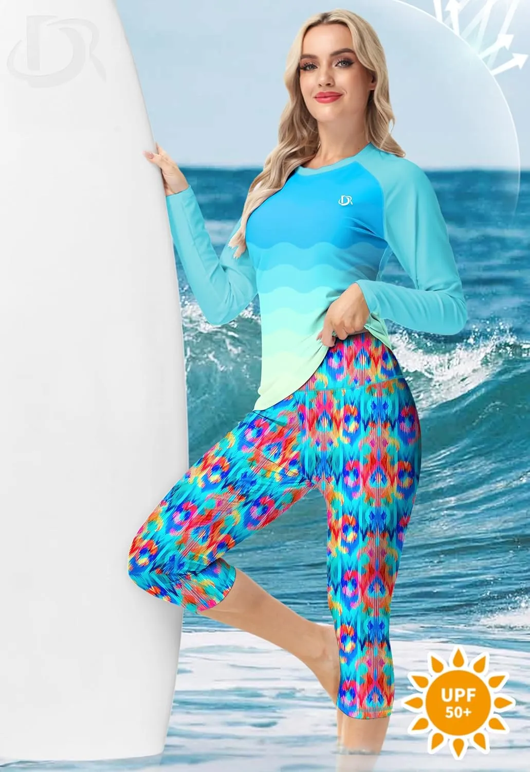 Deerose Women Swim Capris High Waisted Sun Protection UPF 50  Swimming Pants