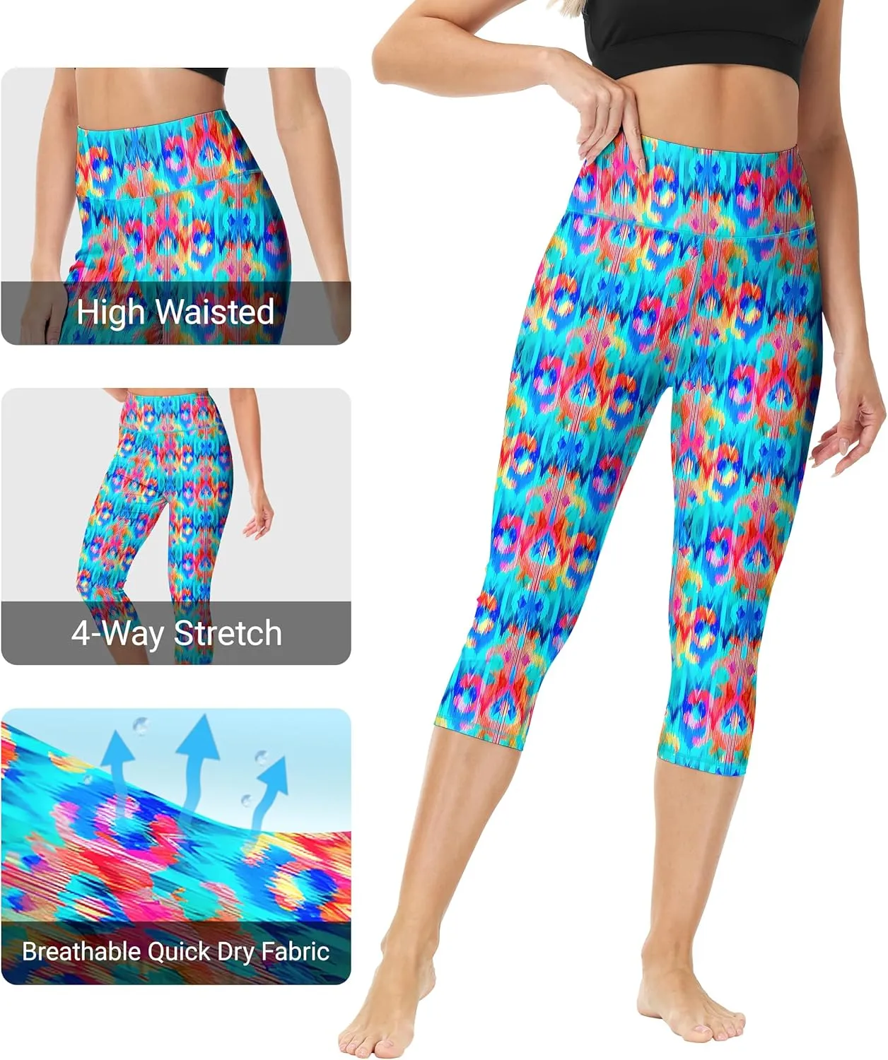 Deerose Women Swim Capris High Waisted Sun Protection UPF 50  Swimming Pants
