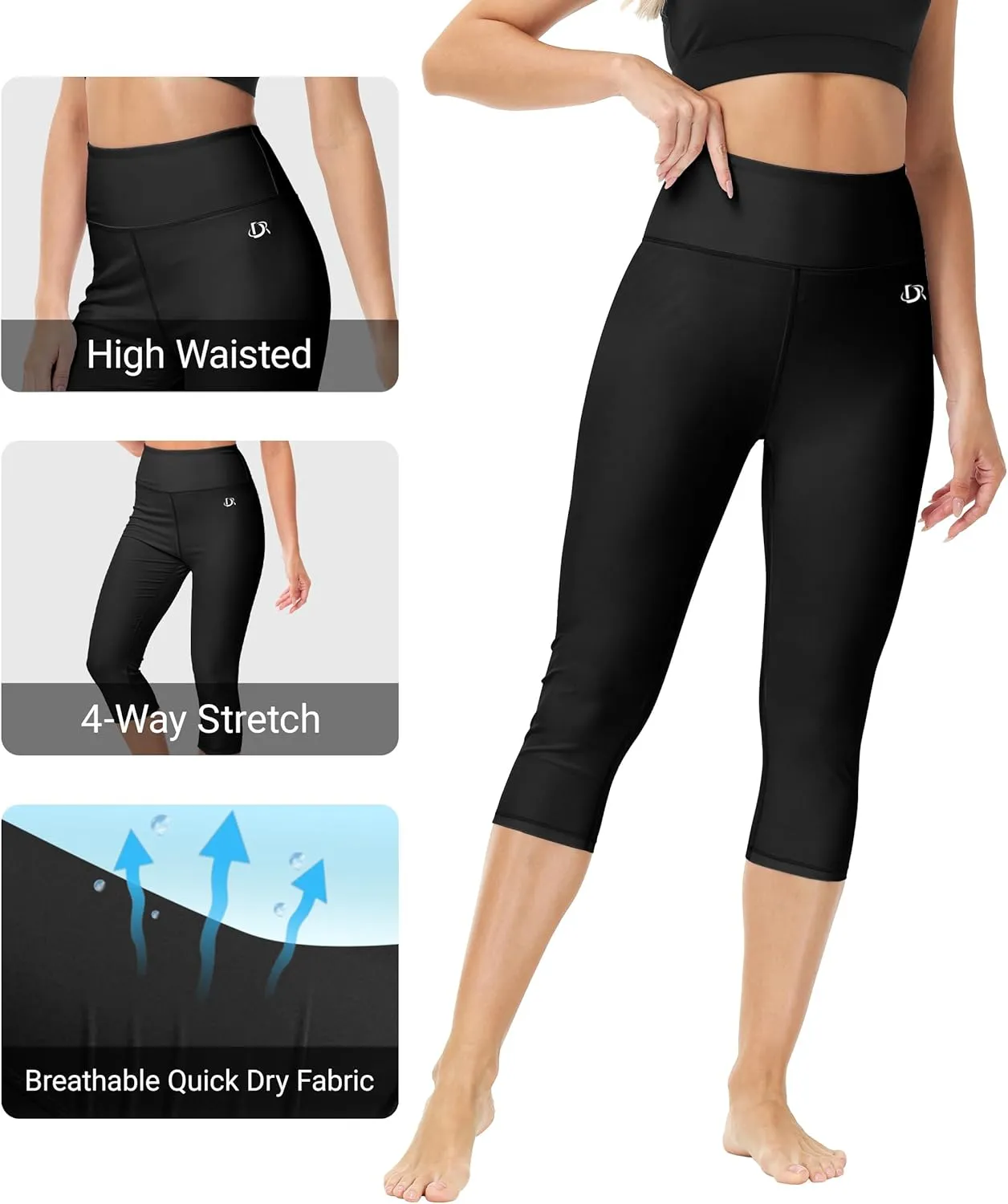 Deerose Women Swim Capris High Waisted Sun Protection UPF 50  Swimming Pants