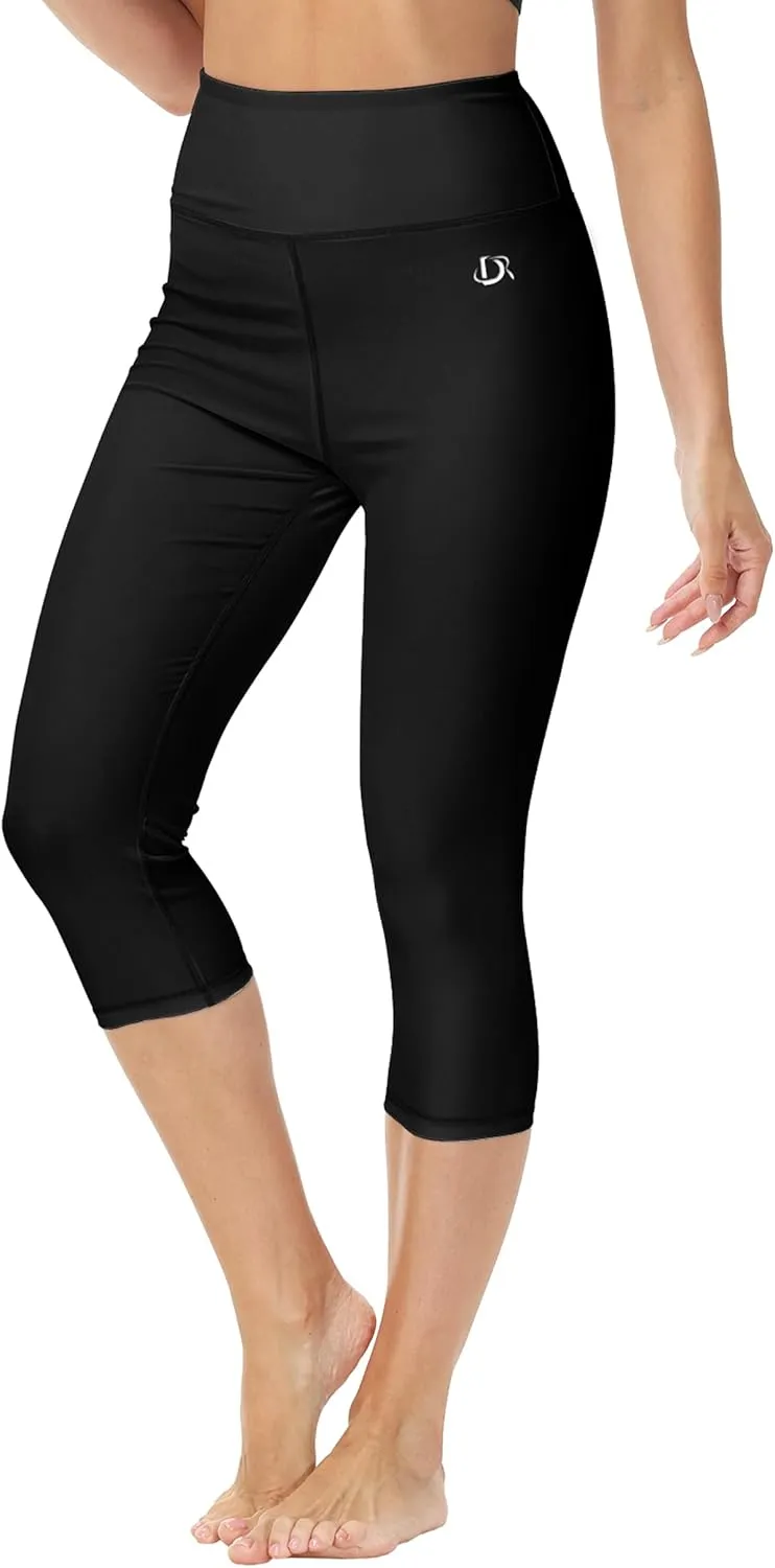 Deerose Women Swim Capris High Waisted Sun Protection UPF 50  Swimming Pants