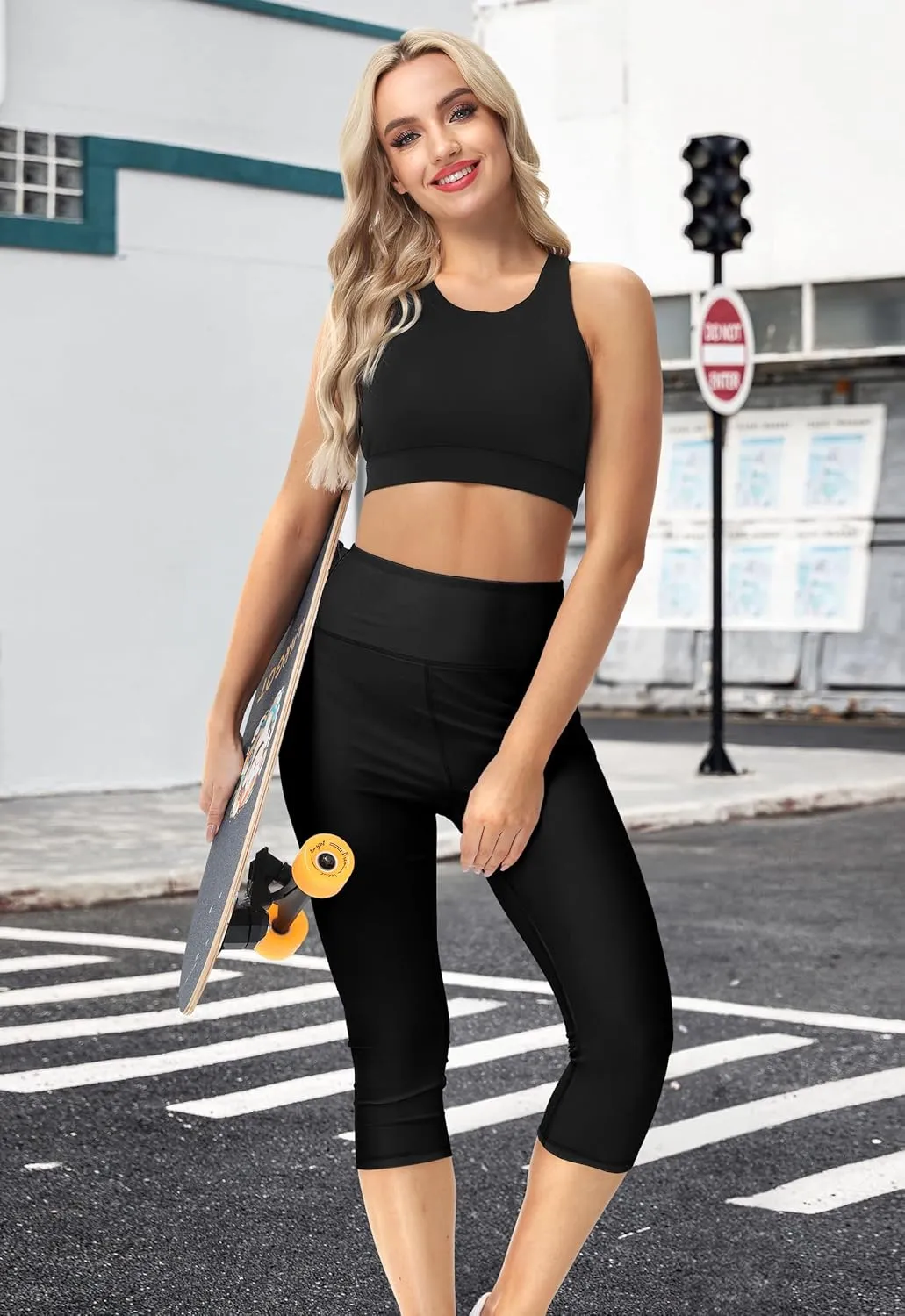 Deerose Women Swim Capris High Waisted Sun Protection UPF 50  Swimming Pants