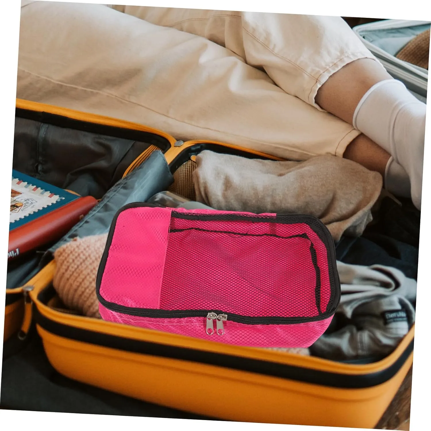 Didiseaon Luggage Storage Bag Large Case Bags Travel Packing Cubes Travel Packing Organizers Organiser Beige Compressible Bag for Travel Shoe Space Travel Organizer Medium Fabric