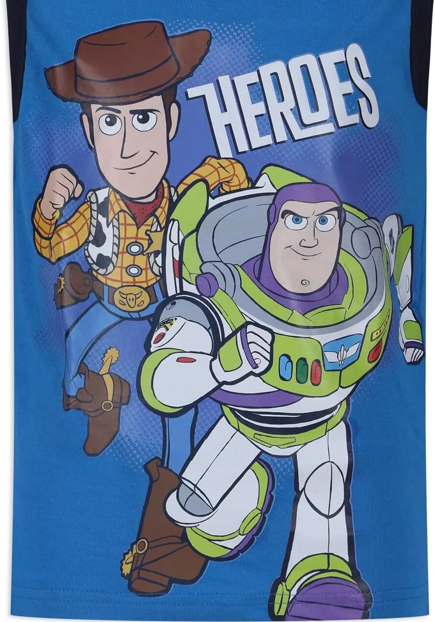Disney Toy Story Woody & Buzz Lightyear Boys 2 Pack Tank Top for Toddler and Little Kids - Blue/Grey