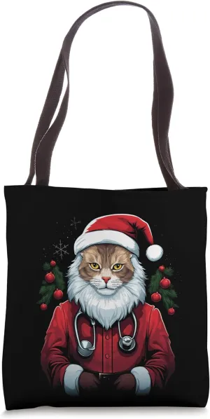 Doctor Christmas Cat Xmas Pajama Party Tote Bag
