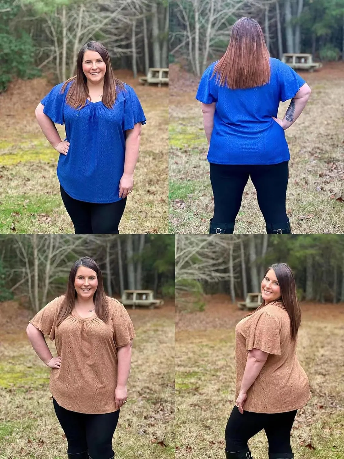 DOLNINE Womens Plus-Size Tops Ruffle Short Sleeve Summer Casual V Neck Loose Shirts