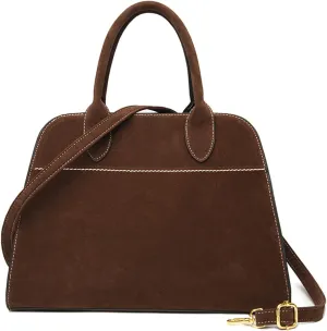 Dyalsa Suede Tote Bag for Women, Faux Leather Shoulder Bag Vintage Top Handle Bag Fashion Retro Satchel Bag