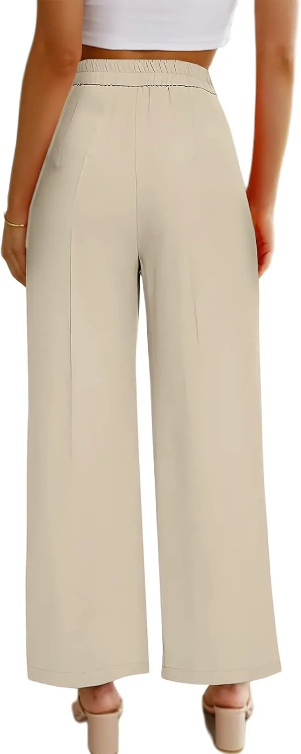 ebossy Women's High Waist Straight Wide Leg Pants Long Formal Trouser with Pockets